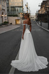 Elegant A-Line Pearl Thread Wedding Dress Velmora