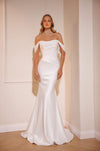 Romantic wedding dress with draped details