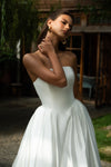 Satin bridal gown with train