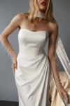 Satin draped waistline wedding dress