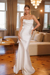 Satin wedding dress with back bow