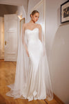 Satin wedding dress with cape