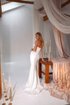 Satin wedding dress with convertible style