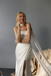 Satin wedding dress with drape waist