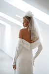 Satin wedding dress with sleeves