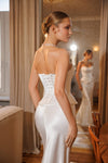 Satin wedding gown with sweetheart neckline