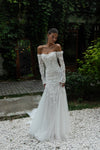 Sheath long sleeve wedding gown