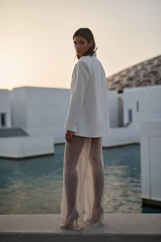 Shimmering translucent trousers