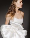 Elegant Velvet Wedding Dress with Embroidery and Bow Accent Mira