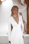 Simple V-neck bridal dress