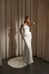 Strapless satin wedding dress