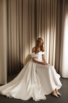 Elegant Ballgown Wedding Dress with Dropped Straps and a Long Train Prefer
