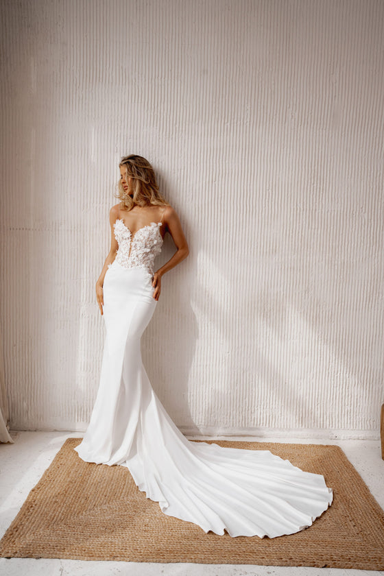 Thin strap wedding dress