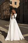 Elegant A-Line Wedding Dress with Full Skirt and Sleeves Ethiopia