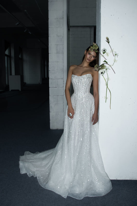 Tulle and crystal wedding dress