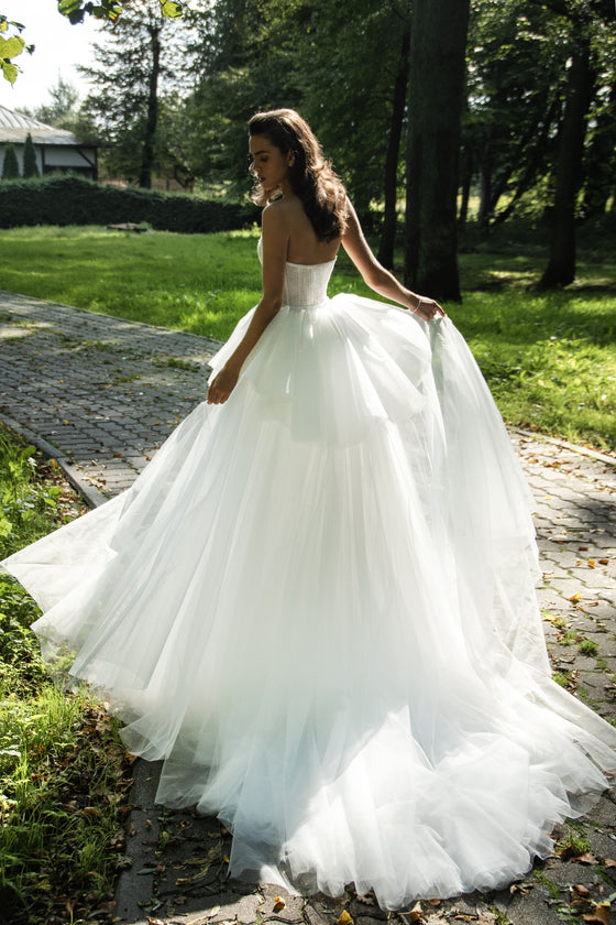 Tulle overlay wedding dress