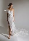 Elegant A-Line Wedding Dress with Asymmetrical Bodice and Organza Skirt Fragile