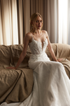 V-neck bridal dress