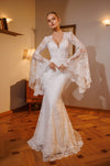 V-neck corset wedding dress