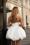 Vintage-inspired knee-length wedding gown