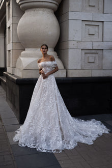  White Off The Shoulder Wedding Dress