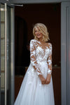 White Wedding Dress With Lace Sleeves