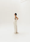 Elegant Straight Silhouette Wedding Dress with Open Top and Draped Skirt Bella