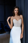 form-fitting crepe wedding dress