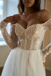 long sleeve beaded wedding dress