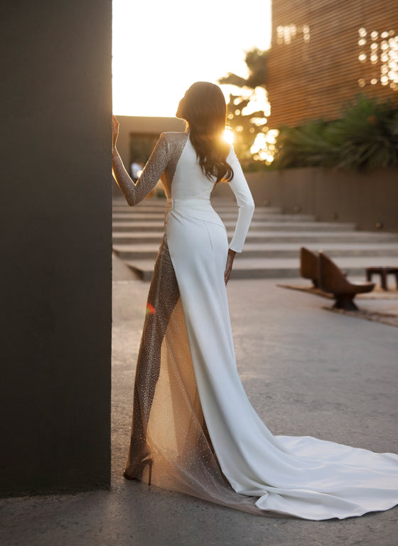 long sleeve glitter wedding dress