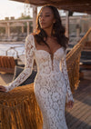 Elegant Fitted Long Sleeve Lace Wedding Dress Romanova Atelier Demi