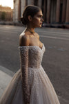 off the shoulder ball gown wedding dress