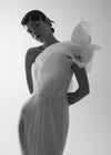 Elegant Draped Chiffon Dress with Embellished Shoulder Detail Lana Marinenko Gwen