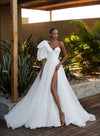 one shoulder wedding gown