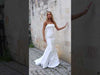 A Fitted Wedding Dress with a Removable Cape Almond