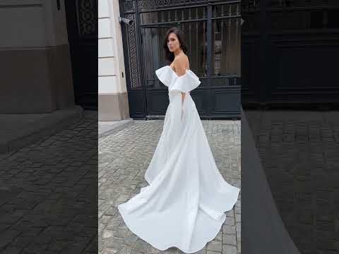 Elegant-A line Organza Wedding Dress with His Shoulder Flounces