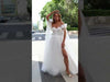 Detachable 3D Floral Sleeves A-Line Wedding Dress with Slit Rosehip
