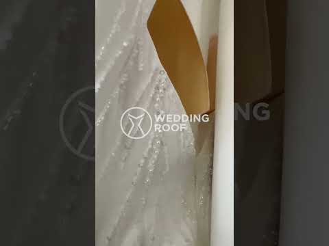 Elegant Form-Fitting Beaded and Sequined Crepe Wedding Dress Carmela