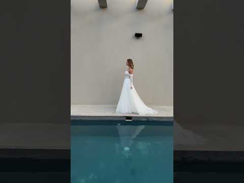 3D Sequined Flowers A-Line Wedding Dress Romanova Atelier Lover