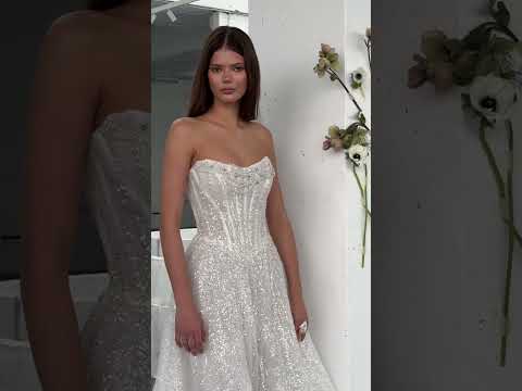 Sparkling A-Line Wedding Dress with Crystal and Pearl Embellishments