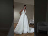 Beautiful V-Neck Wedding Dress with Embroidered Sequins and Tulle Skirt