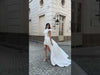 One-Shoulder Mikado Wedding Dress with Removable Skirt