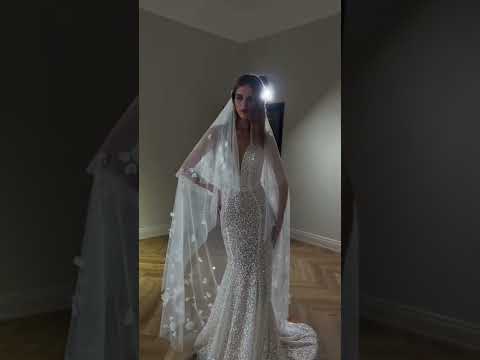 V-Neck Wedding Dress with Open Back