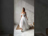 Lace and tulle feather wedding dress