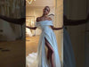A-Line Crepe Wedding Dress with Open Top and Slit Skirt Martha Rosemary
