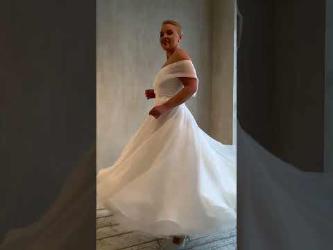 Beautiful Midi Length Wedding Dress with Lowered Shoulders