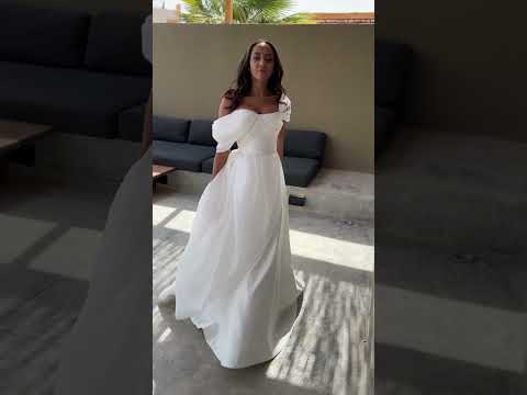 Elegant A-Line Wedding Dress with Asymmetric Top