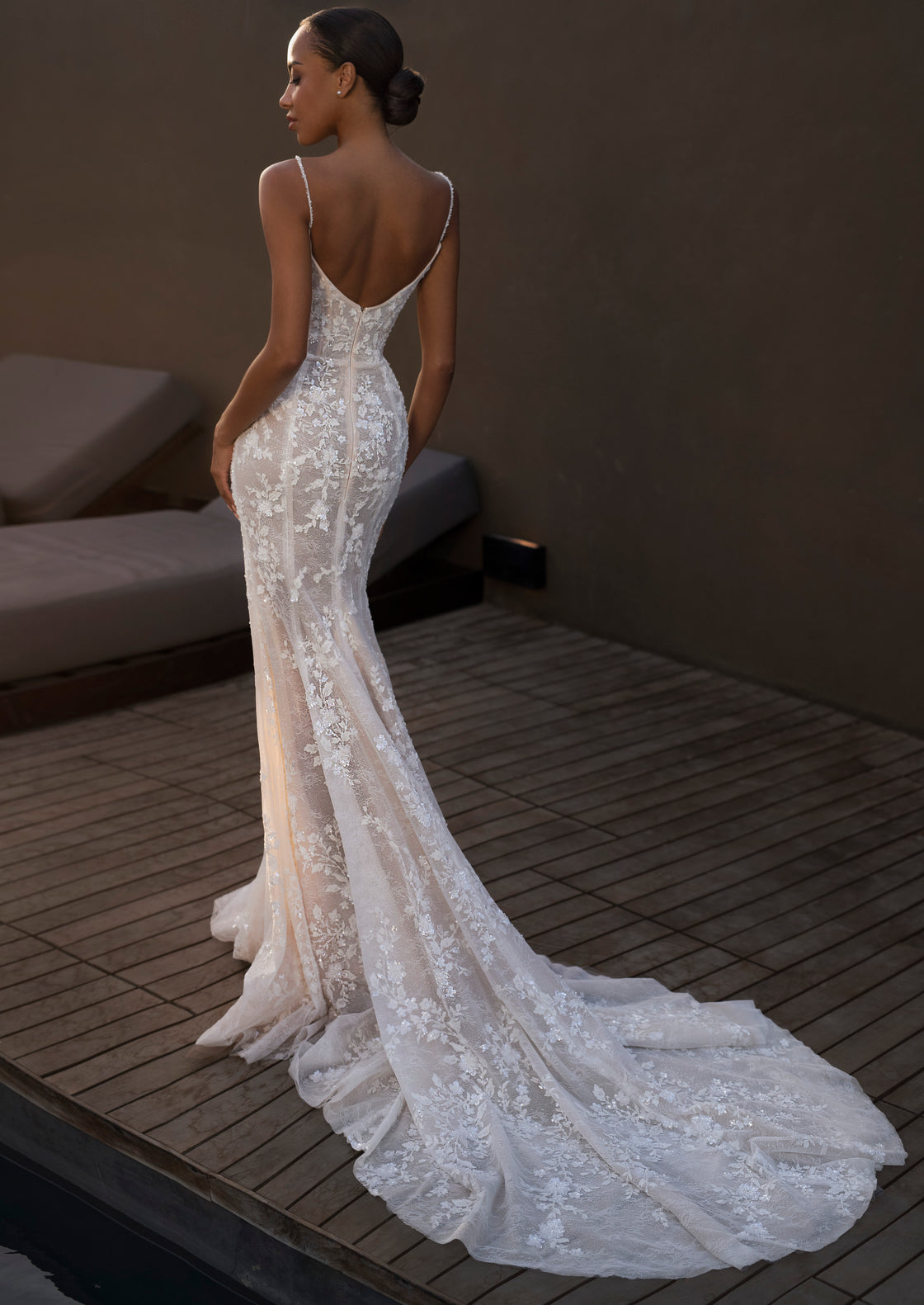 Beautiful Lace and Sequins Fitted Silhouette Wedding Dress Selena
