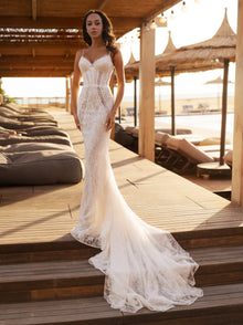  spaghetti strap lace wedding dress