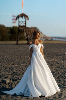  A line Satin Wedding Dress